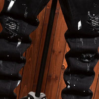 Fashion Trendy Slim Denim Jeans Men Distressed Ripped Holes Patches Spring Autumn Casual Design Korean Luxury Clothing Trousers