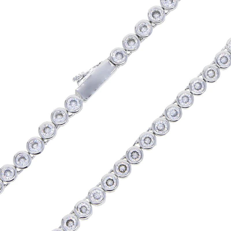 2023 Geometric Round Bezel Setted 5A Cubic Zirconia CZ Tennis Chain Necklace Choker Wedding Gift Women Jewelry