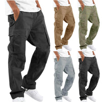 2025new men's workwear pants, European and American men's loose straight casual pants, men's workwear pocket pants