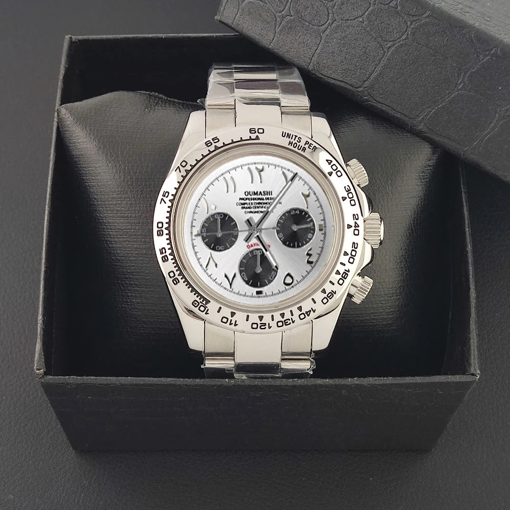 39.3mm VK63 Men's watch Arabian Dial customized Men's watch Luxury Quartz watch man VK63 Sport Chronograph Sapphire Glass watch