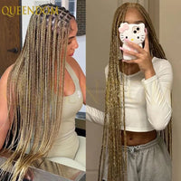 Synthetic 36 Inch Cornrow Braided Wigs for Black Women Full Lace Braids Wig Natural Black Knotless Box Wig Faux Locs Wig