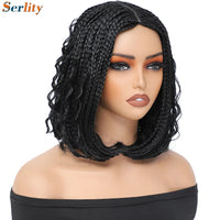 New Style Bob Box Braided Wigs For Black Women 12inches Synthetic Box Braids Crochet Hair Wigs On Sale Clearance Short Black Wig