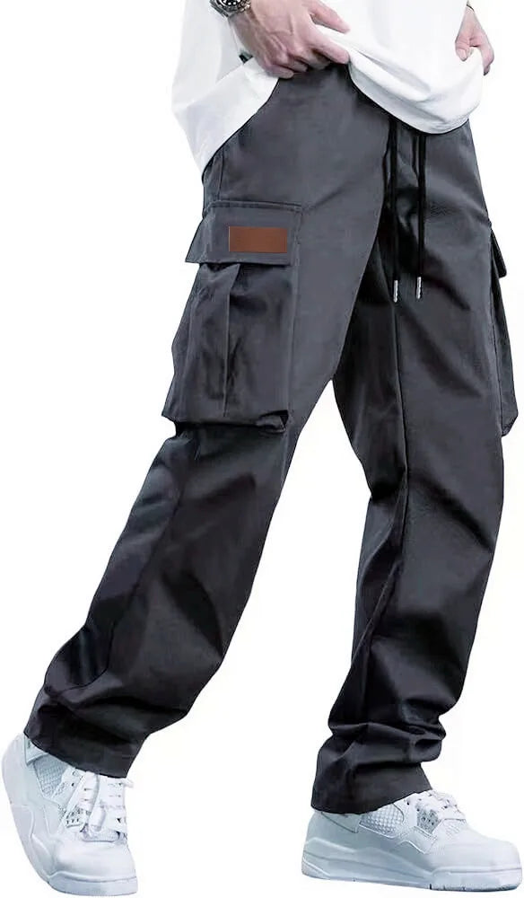 Men's new multi pocket workwear pants, European and American high street trendy brand retro casual leggings, men's
