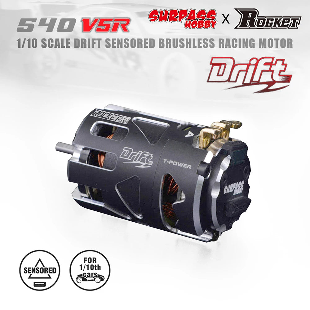 RC Car Surpasshobby Rocket 540 V5R Sensored Brushless Drift Racing Motor for 1/10 1/12 1/14 RC Car Competition Modified Truck
