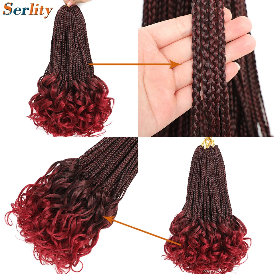 French Curl Crochet Braids 14 Inch Kid-Friendly Goddess Box Braids with Bouncy Curly Ends French Curls Braiding Hair for Women