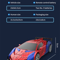 1:18 RC Transforming Car Robot Toy, LED Lights, 2.4GHz Drift Racing Vehicle, One-Button Transform, Rechargeable, 360° Rotation