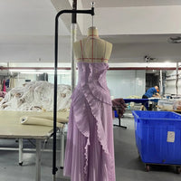 Chic Elegant Lotus Edge Maxi Dress Slim Fit Backless Lace Up Halter Robes Sleeveless Party Vestidos 2025 Nw Lady Vacation Gowns