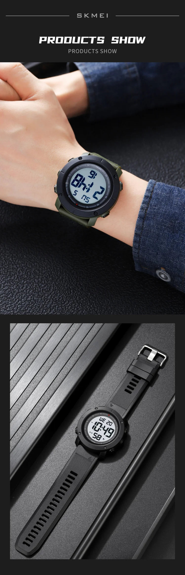 SKMEI 2122 Men's Electronic Watch Sports Waterproof Glow Electronic Watch Multi functional Student LED Watch Men's