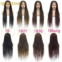 Synthetic 36 Inch Cornrow Braided Wigs for Black Women Full Lace Braids Wig Natural Black Knotless Box Wig Faux Locs Wig