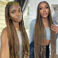 36'' Blonde Synthetic Long Cornrows Box Braided Full Lace Front Wig for Black Women Straight Lace Front Braiding Hair Wig
