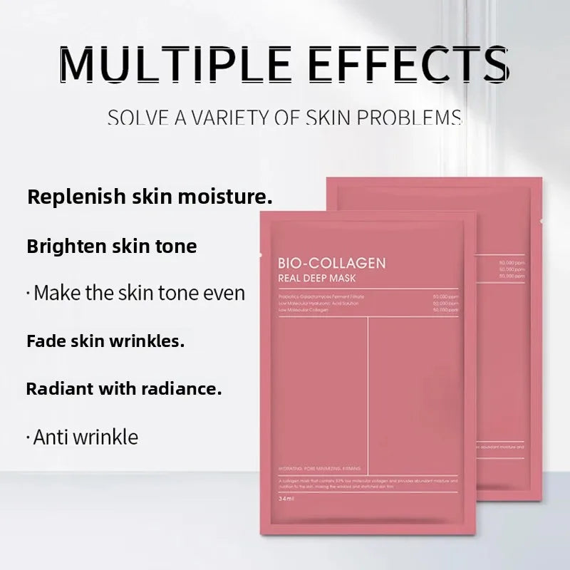 5pcs Collagen Sleeping Mask Set Hydrating Moisturizing Whitening Translucent Thin Smooth Tender Skin Nighttime Facial Care