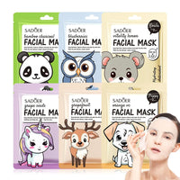 5pcs SADOER Cartoon Fresh Fruit Facial Mask Anti Wrinkle Moisturizing Soothing Brightening Hydrating Face Mask Skin Care