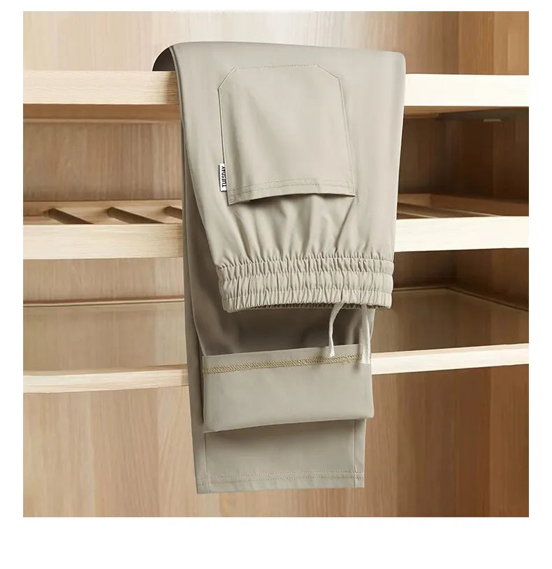 Summer Men's Elastic Waist Casual Pants Drawstring Jogger Pants Sports Wear Running Sweatpants 5XL