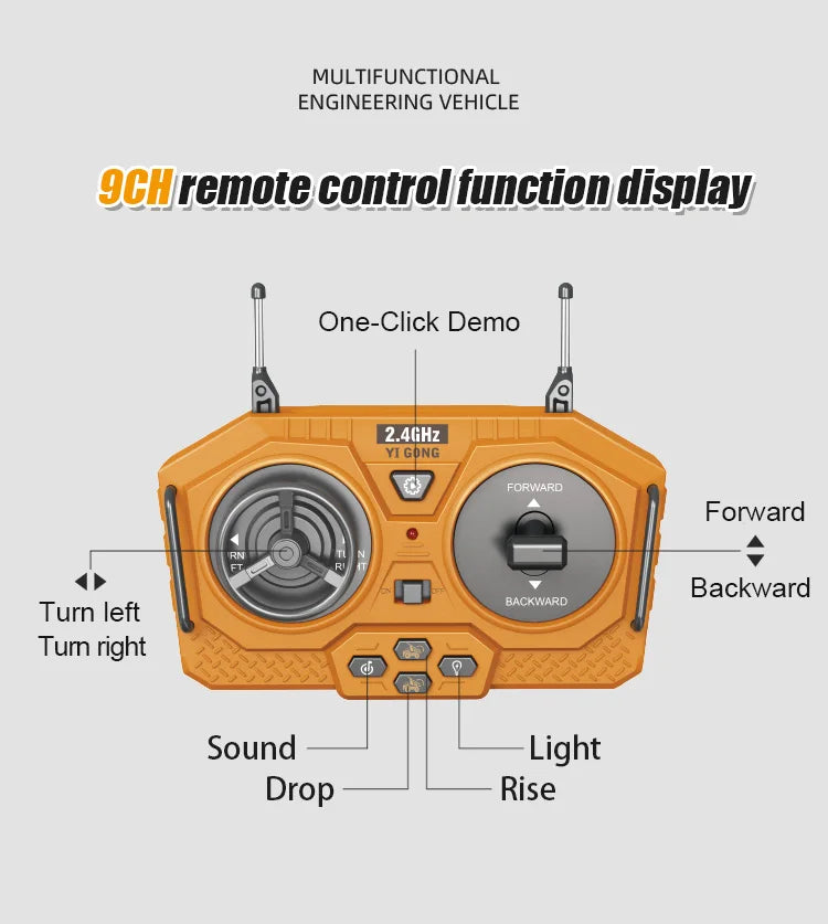 RC Car Children Toys Remote Control Car Toys For Boys Radio Control Excavator Dump Truck Bulldozer Electric car Kids Toys Gift