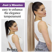 Drawstring Ponytail Extension Straight P8/613 Golden Brown Mix Blonde Clip In Ponytail Hair Extensions Hairpieces For Women Girl
