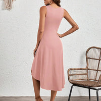 Summer New Women's Dress Fashion Sexy Slim Sleeveless A-line Dress Elegant Simple Office Red Korean Midi Dress For Female Party