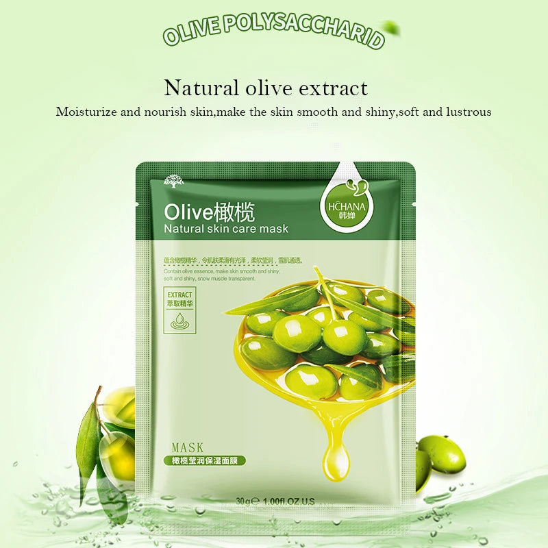 10pcs Natural Plant Facial Mask Moisturizing Oil Control Anti-Aging Fruit Aloe Korean Sheet Face Mask Beauty Skin Care Prodcuts
