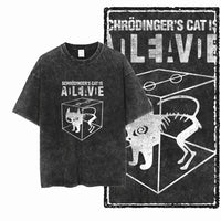COOLMIND DB cat Printed Cotton Acid Washed Exclusive Graphic Unisex T Shirt Cool Streetwear Men Tshirts Big Size Tee for men