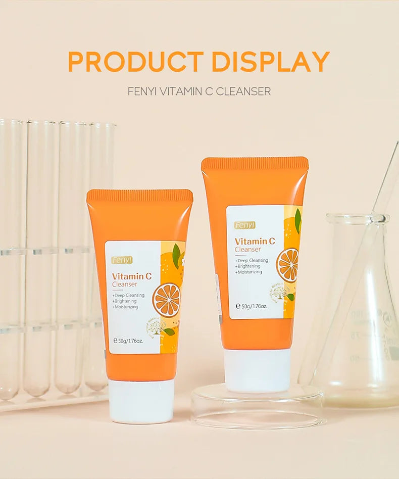 Vitamin C Facial Cleanser Skin Deep Cleansing Moisturizing Blackhead Removal Skincare Face Wash Foam Face Cleanser Skin Care