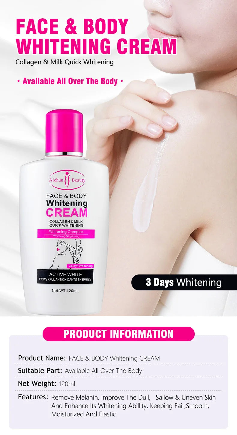 Face Body Bleaching Cream Improve Dark Skin Collagen Face Body Lotion Feminine Gentle Nourishing Dark Korean Skin Care Cream