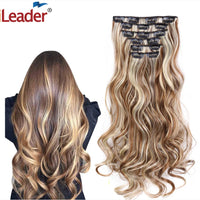 Alileader Synthetic Hair 16 Clip In Hair Extension Clip For Women 6Pcs/Set Hair Extension Clip In Ombre Fake Hairpiece Long Wavy