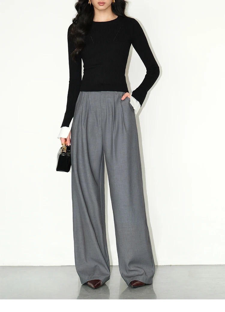 Multicolor Office High-waisted Wide-leg Suit Pants Women's 2025 Autumn Loose and Drape Casual Straight Mopping Trousers