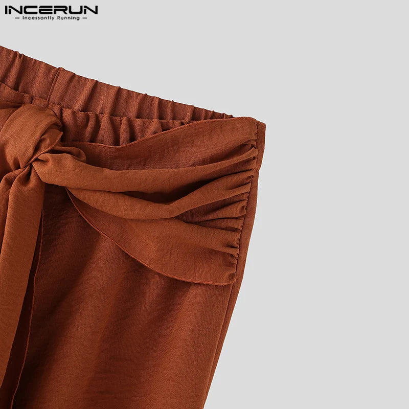 Fashion INCERUN Summer Spring Men Casual Pants Harem Pant Pleated Long Trousers Streetwear Oversize Men's Clothing S-5XL