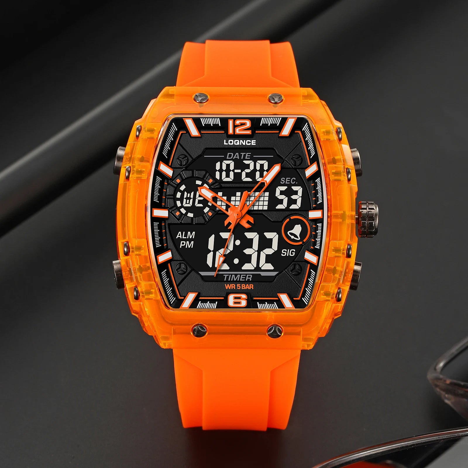 LOQNCE Sports Watches Fashion Men Watches 50m Waterproof Rectangle LED Big Dial Display Digital Watches LED Wristwatches Men