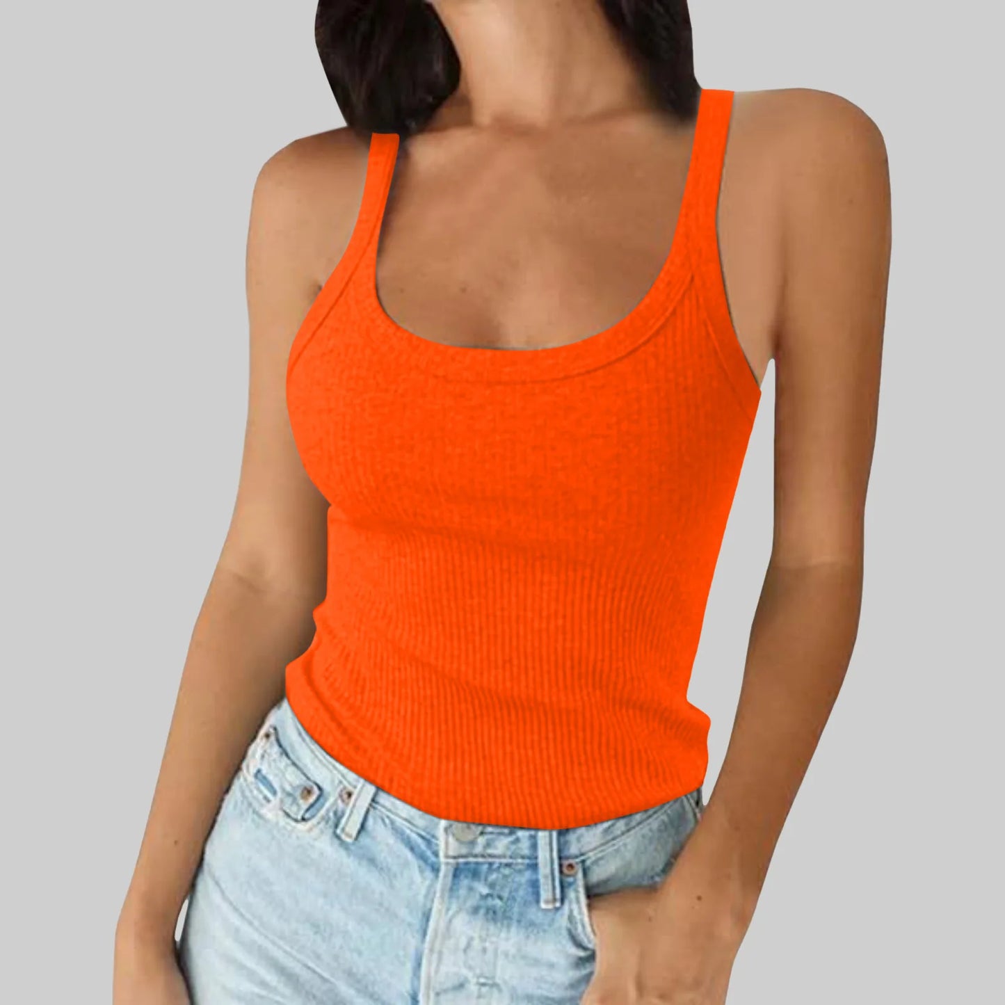 Y2K Slim Tank Tops Summer Lady Backless Solid Color Stretch Streetweaer Vests SSFZC-2501