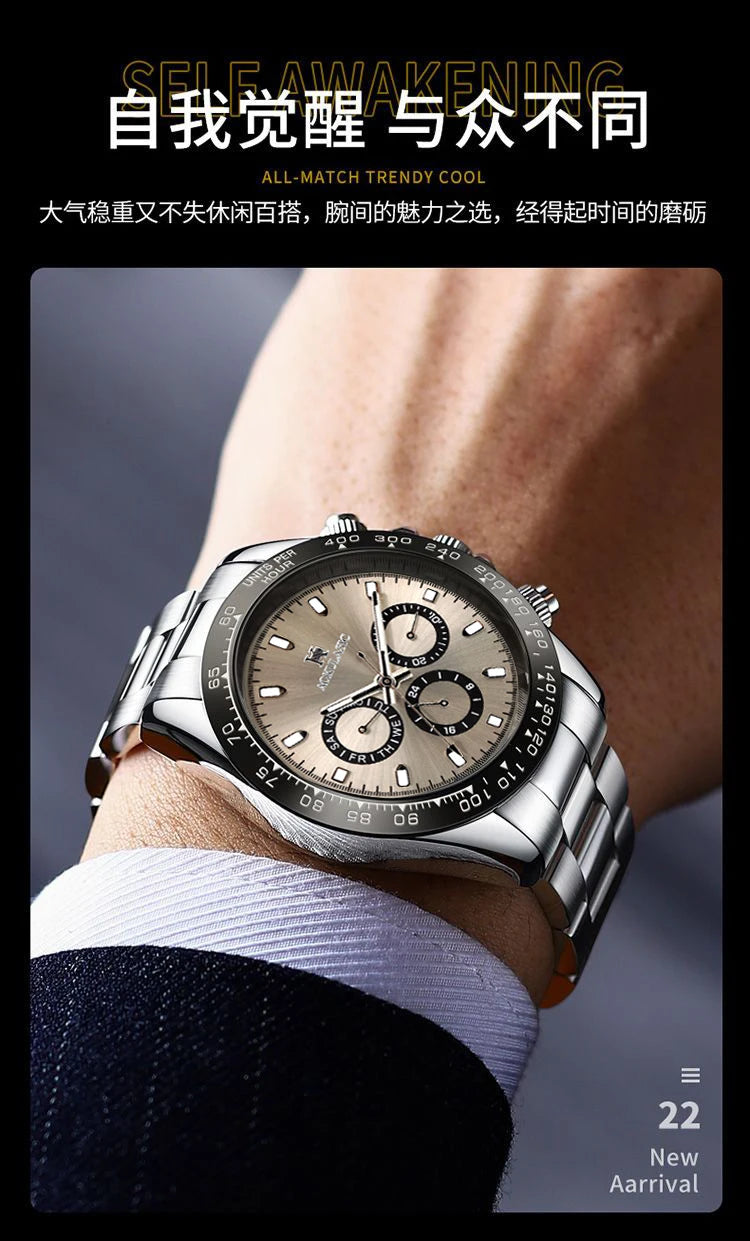 AOKULASIC Top Brand Fashion Men Wristwatch Automatic Mechanical Watches Day Display Reckon By Time Luminous Waterproof Watch