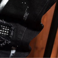 Fashion Trendy Slim Denim Jeans Men Distressed Ripped Holes Patches Spring Autumn Casual Design Korean Luxury Clothing Trousers