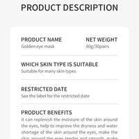 Avocado Gold Eye Mask Nourishing Moisturizing Improve Eye Bags Eye Patches Anti Wrinkle Firming Anti Dark Circles Eye Serum