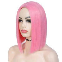 Synthetic Short Straight Bob Wig Middle Part Heat Resistant Synthetic Wigs for Halloween Cosplay Party