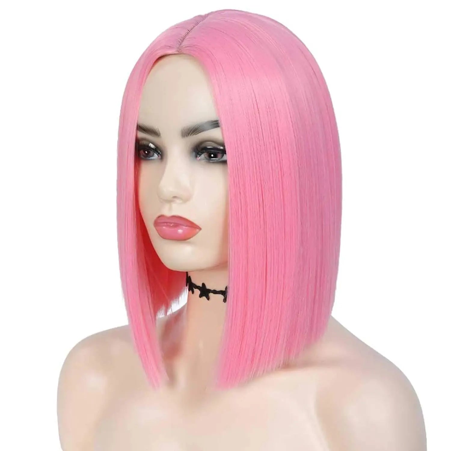 Synthetic Short Straight Bob Wig Middle Part Heat Resistant Synthetic Wigs for Halloween Cosplay Party