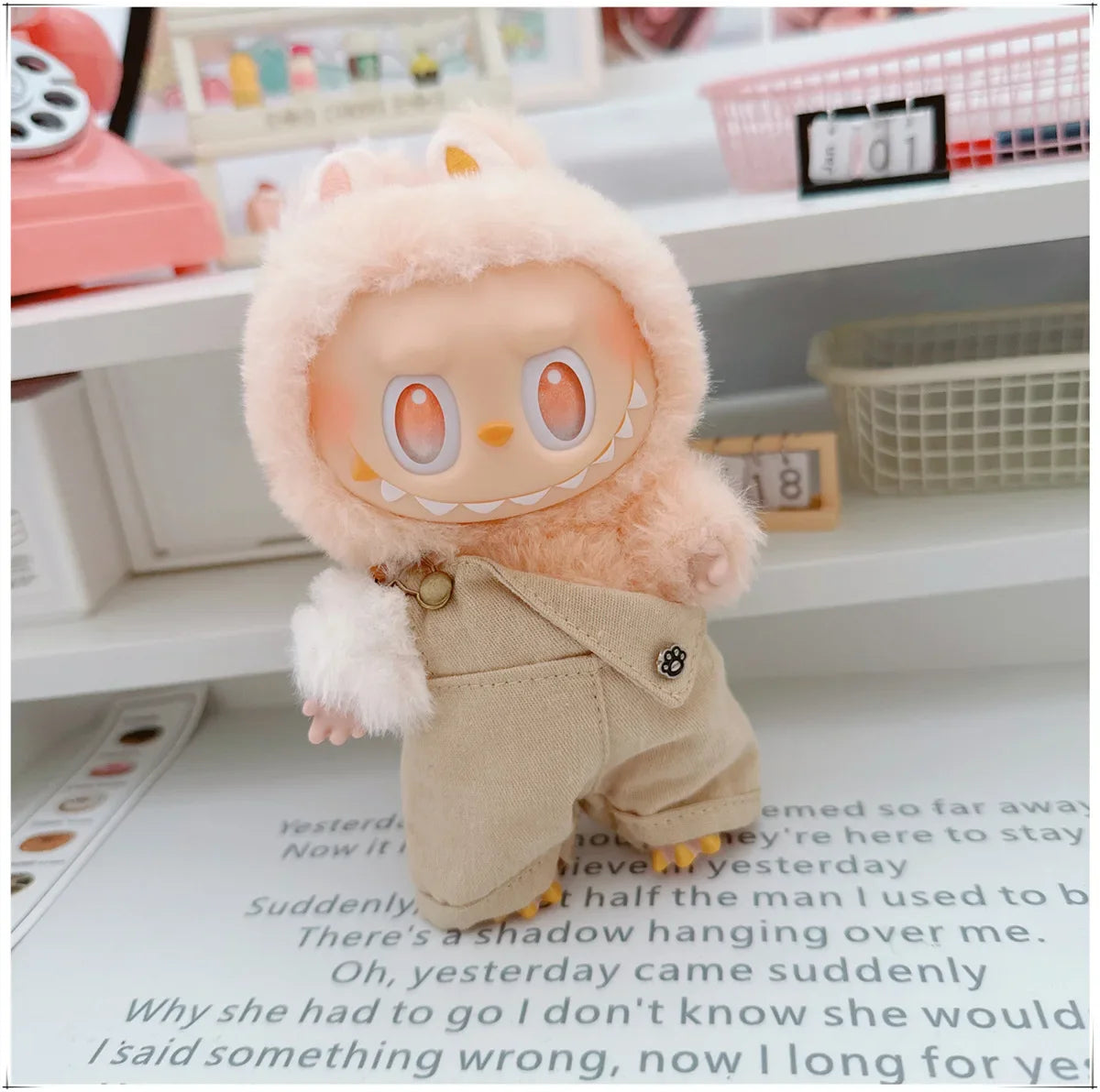 Para 15-17cm Labubu V1 V2 Idol muñeca traje sombrero monos ropa regalo Mini ropa de muñeca de peluche accesorios de atuendo