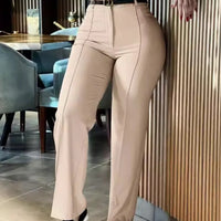Women's Pants Spring Autumn High Waist Straight Leg Work Pants New Fashion  Solid Long Pants Slim Fit Elegant Pants Female