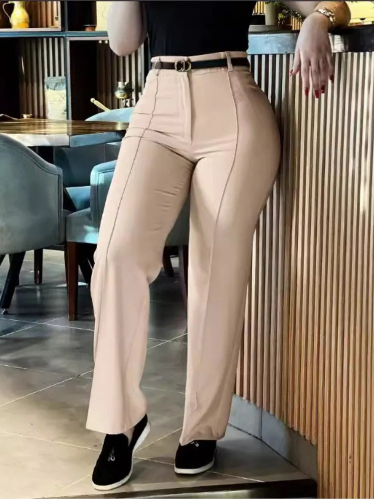 Women's Pants Spring Autumn High Waist Straight Leg Work Pants New Fashion  Solid Long Pants Slim Fit Elegant Pants Female