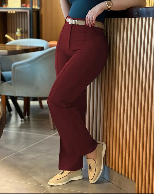 Women's Pants Spring Autumn High Waist Straight Leg Work Pants New Fashion  Solid Long Pants Slim Fit Elegant Pants Female