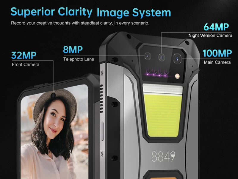 8849 Tank 2 PRO Rugged Smartphone with Projector 16GB 256GB Mobile Phone 23800mAh 120W Android 14 Phone 100MP Cell Phone