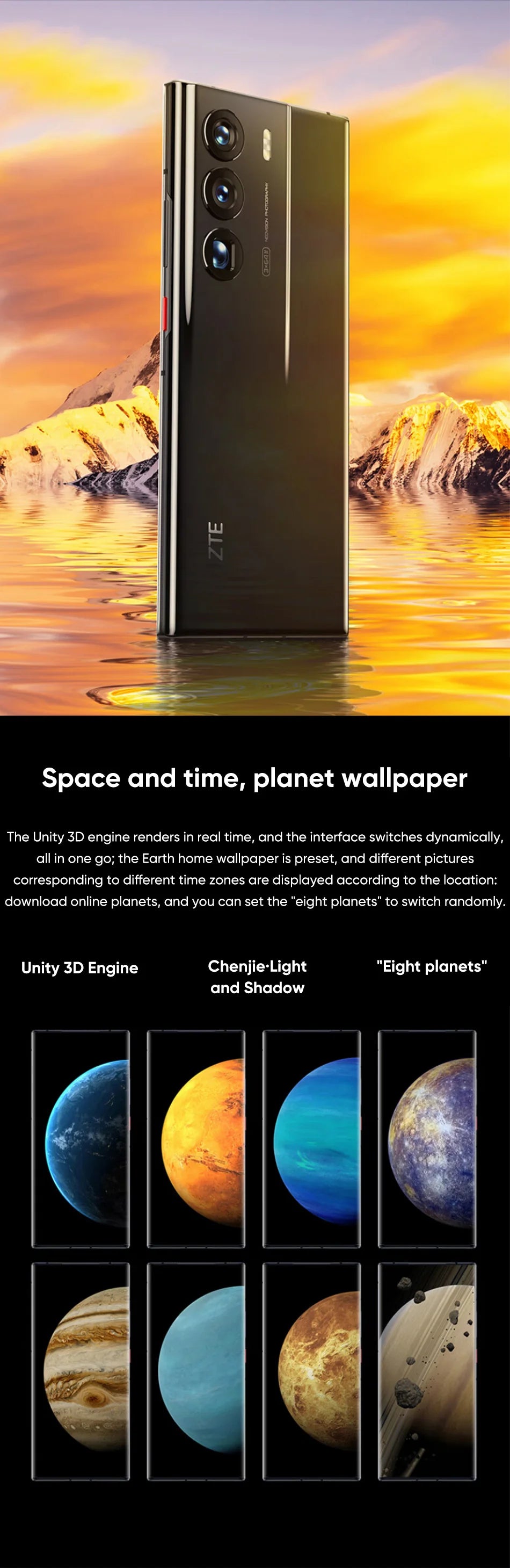 New ZTE Axon 40 Ultra Space Edition 5G Smartphone with UDC Tech Snapdragon 8 Gen 1 6.8" 120Hz AMOLED Display 5000mAh Battery