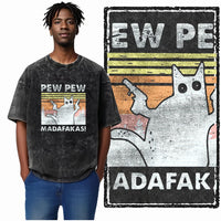 COOLMIND DB cat Printed Cotton Acid Washed Exclusive Graphic Unisex T Shirt Cool Streetwear Men Tshirts Big Size Tee for men