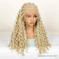 20inch Synthetic Cornrow Braided Wigs Half Braids Half Bohemian Wig 613# for Black Women Knotless Fashion Wig Sytlish