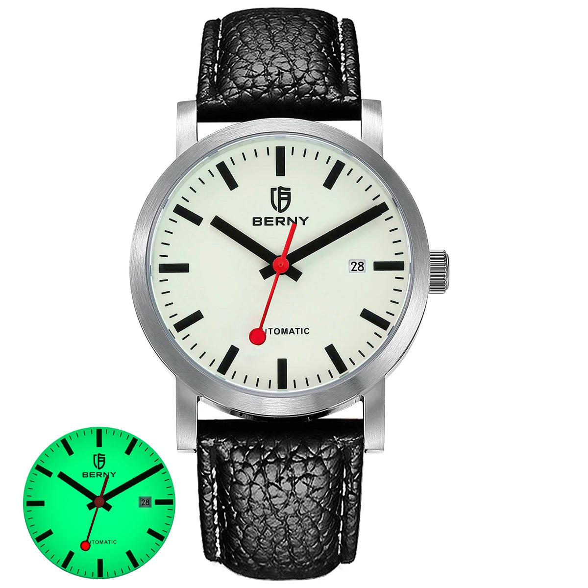 BERNY Watch for Men Automatic Self-Wind Luxury Watch Sappire MIYOTA 8215 Top Luminous 5ATM Mechanical Railroad Wristwatch
