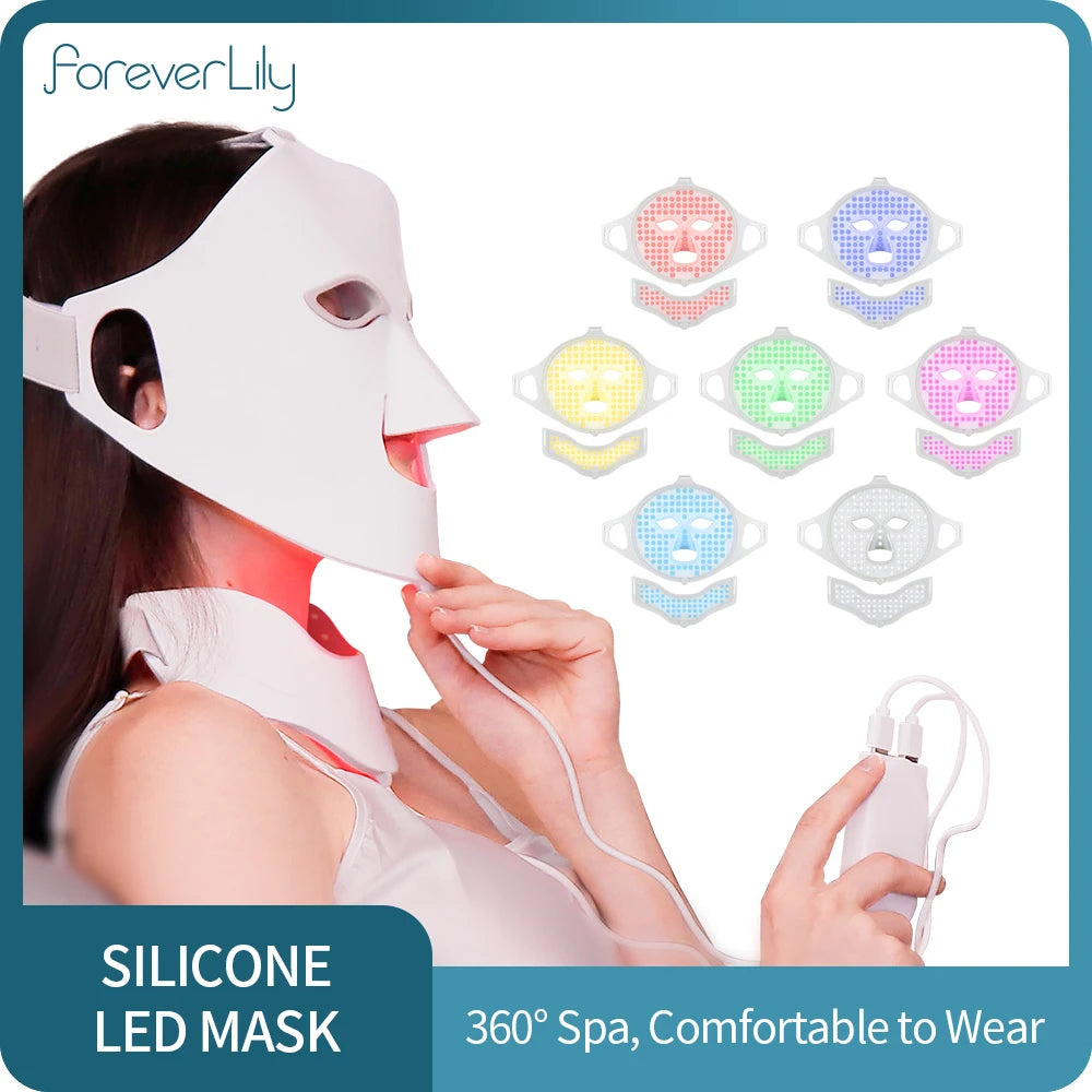 7 Colors LED Silicone Beauty Machine Skin Care Face Mask for Home Use