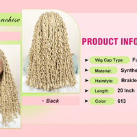 20inch Synthetic Cornrow Braided Wigs Half Braids Half Bohemian Wig 613# for Black Women Knotless Fashion Wig Sytlish
