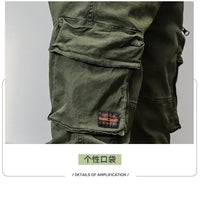 CAAYU Joggers Cargo Pants Mens Casual Y2k Multi-Pocket Male Trousers Sweatpants Streetwear Techwear Military Green Track Pants