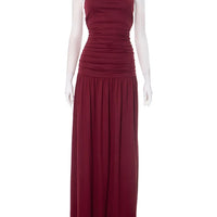 Mozision Off-shoulder Strapless Pleated Sexy Maxi Dress Women Fashion Backless Sleeveless High Waist Ruched Long Dress Elegant