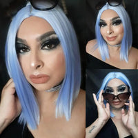 Synthetic Short Straight Bob Wig Middle Part Heat Resistant Synthetic Wigs for Halloween Cosplay Party