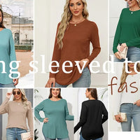 Traf 2024 Mujer Womens Long Sleeve Round Neck Shirts Side Split Basic Loose Tunic Tops Casual Shirts Ropa De Mujer Fashion