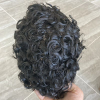Q6  Swiss Lace Front&Pu Natural Hairline 1B40 1B65 Gray Black Men Toupee 24mm Curly Male Wigs Ash Blonde Human Hair Prosthesi